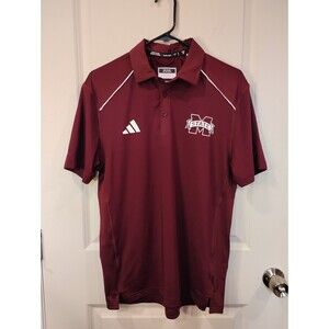 Men's Adidas Mississippi State Short Sleeve Polo Shirt Burgundy Small